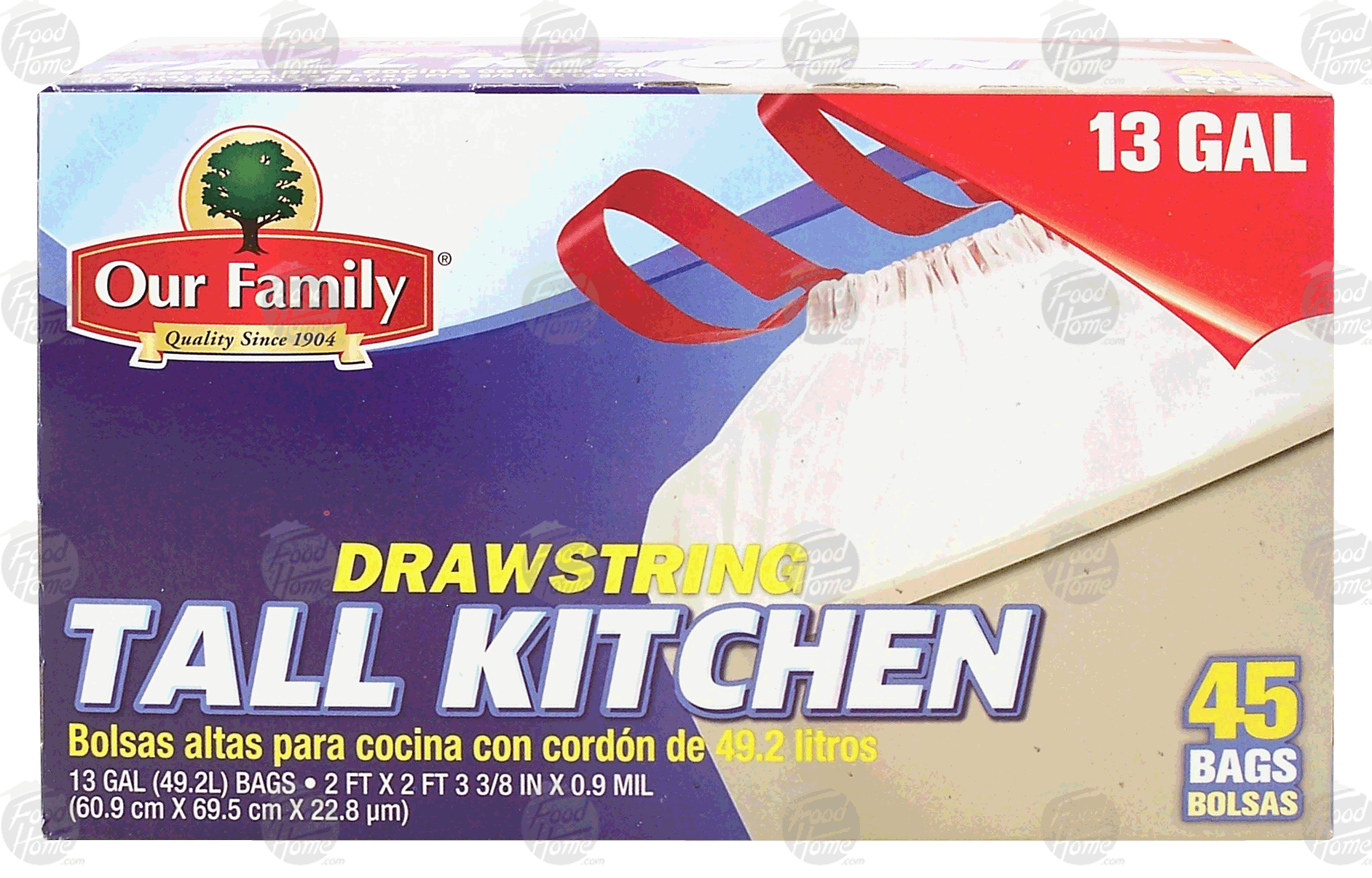 Our Family  drawstring tall kitchen trash bags, 13-gallon Full-Size Picture